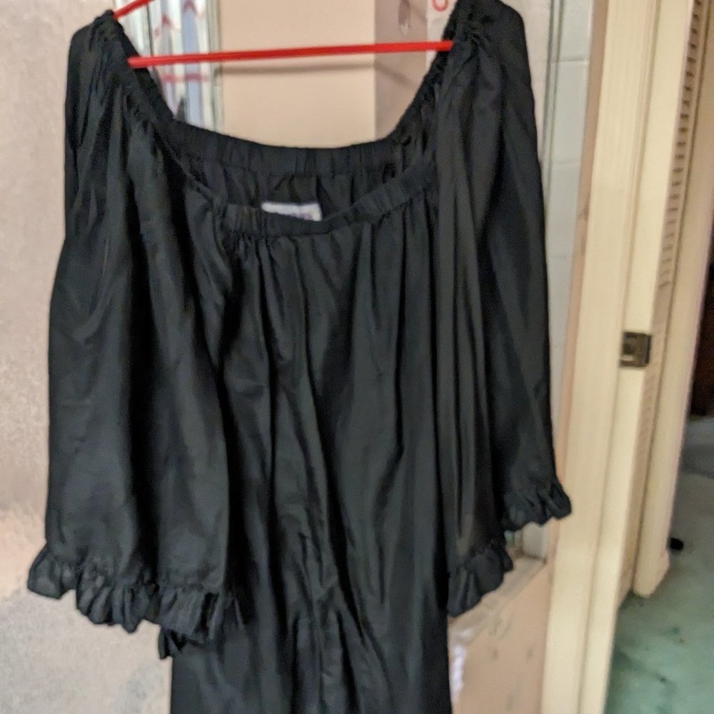 Daughters of the Revolution Black Silk Off Shoulder Dress Tunic Size Small